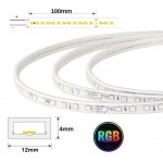 Tira LED 230V RGB 11W/mt 72L/mt. SMD 5050 IP67 12x4mm corte cada 100mm, Venta por metros, desde 10,00€/m